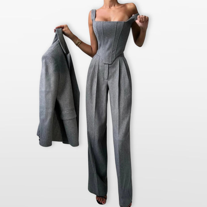 Ensemble Trois Pièces Tailleur Élégant Femme