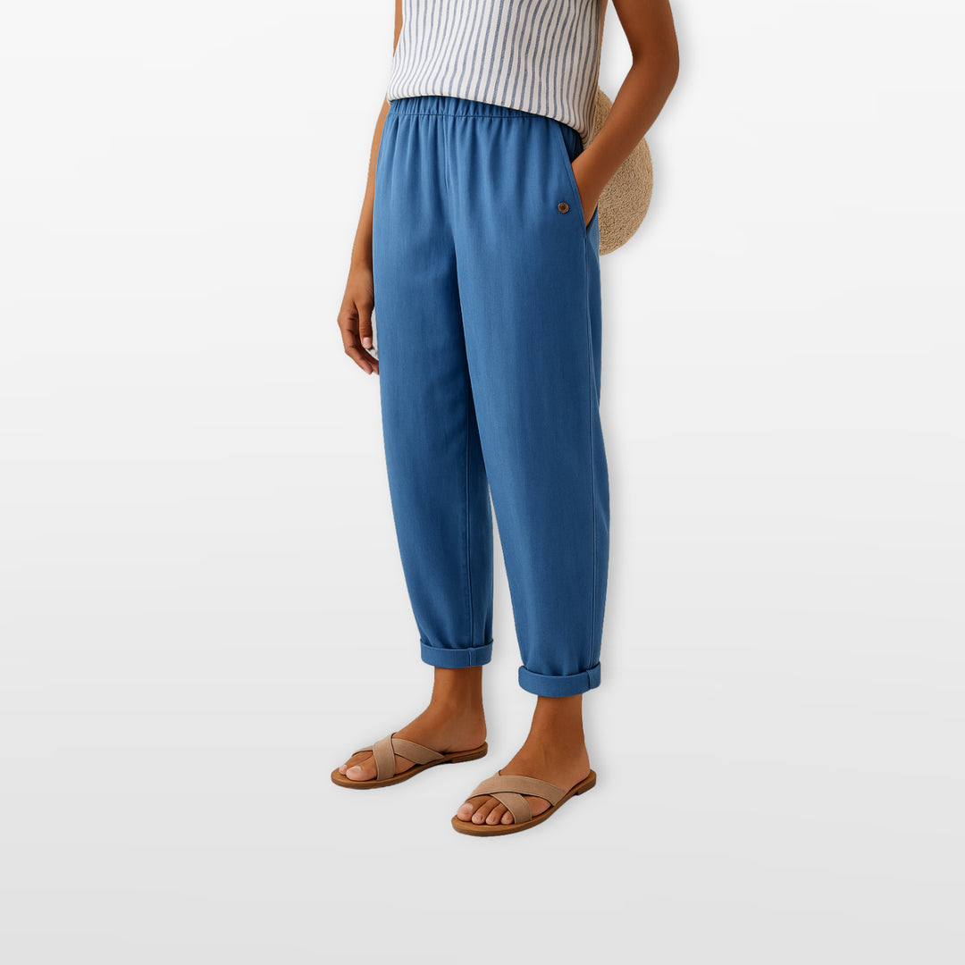 Pantalon Ample Court Taille Élastique Femme