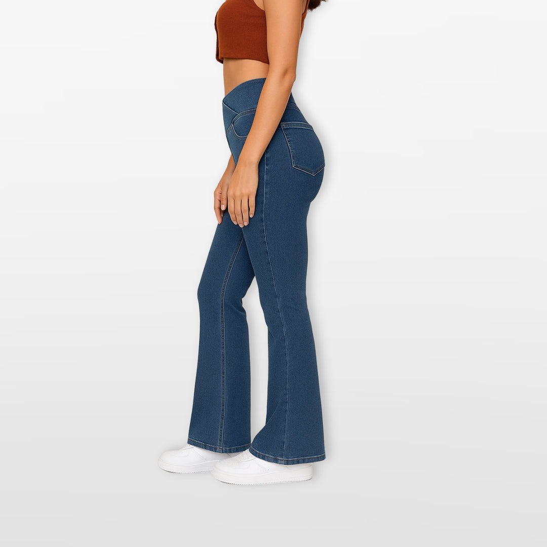 Pantalon Évasé Taille Haute Coupe Bootcut Femme