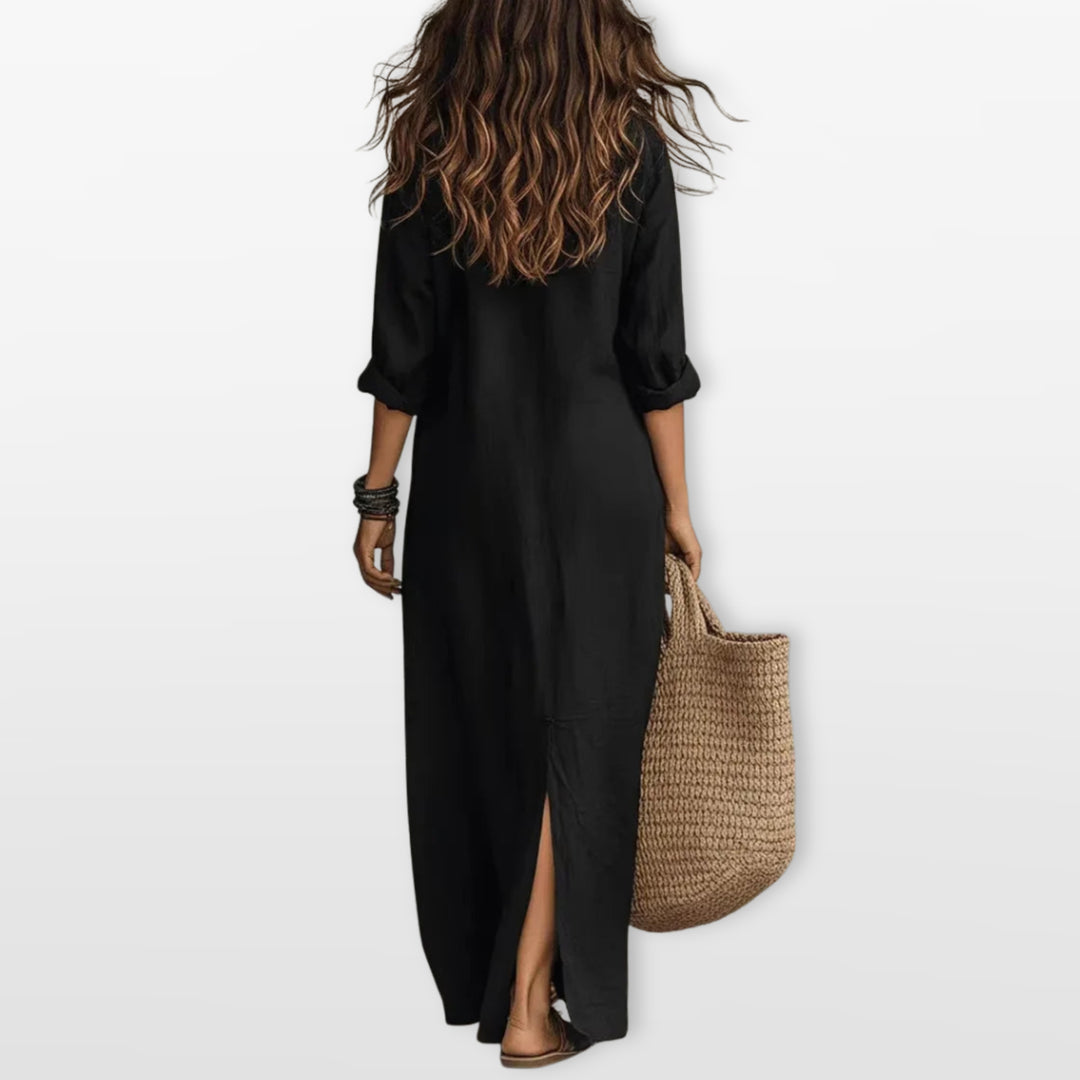 Robe Longue Ample Boutonnée Femme