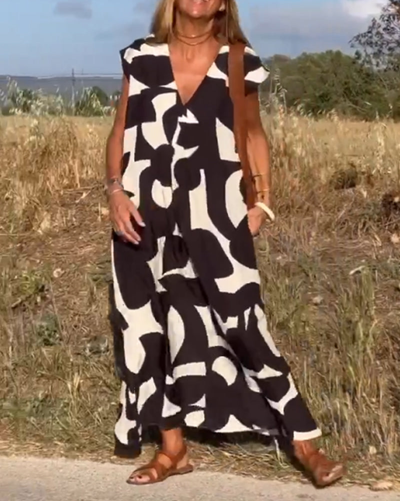Robe Longue Imprimé Abstrait Femme