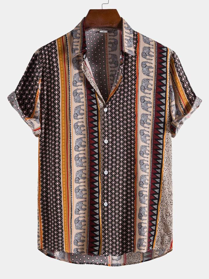 Chemise Imprimé Éléphant Décontractée Homme
