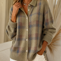 Cardigan à Carreaux Col Chemise Femme