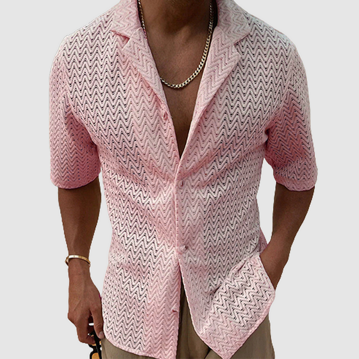 Chemise Ajourée à Manches Courtes Homme