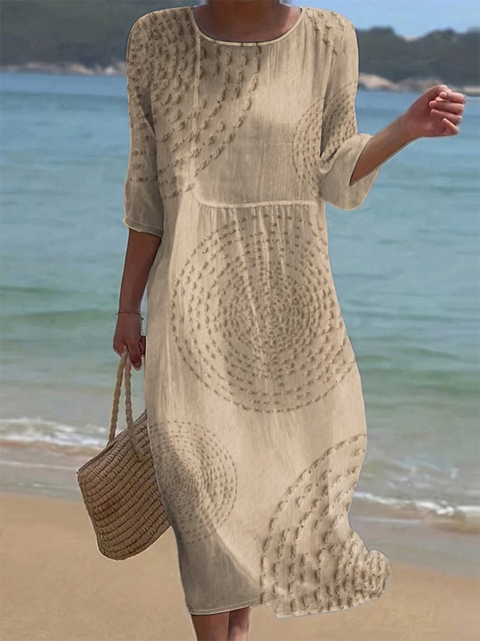 Robe Midi Fluide Texturée Femme