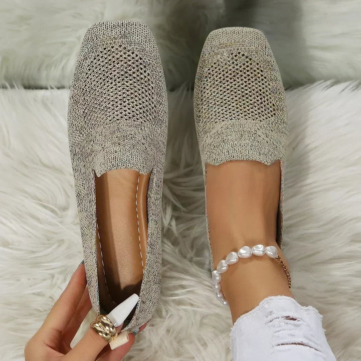 Ballerines En Maille Bout Carré Femme