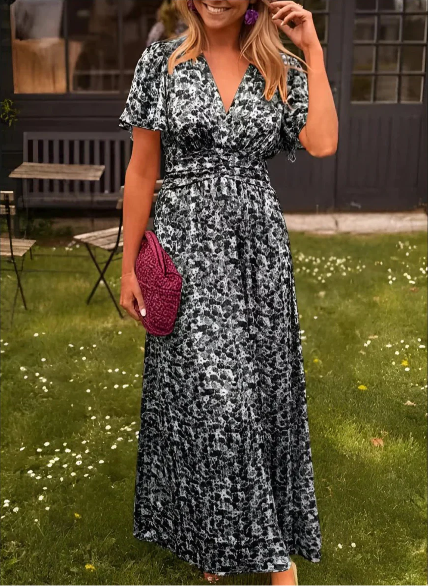 Robe Maxi Fleurie Col V Femme