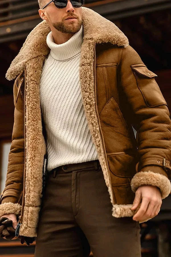 Blouson Court à Col Duveteux Homme