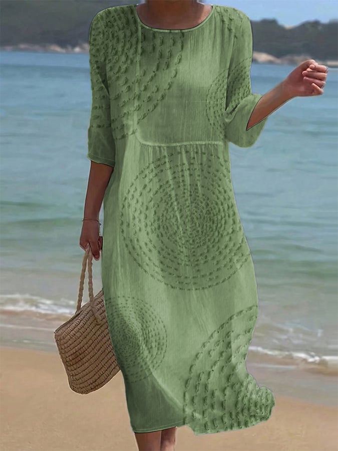 Robe Midi Fluide Texturée Femme