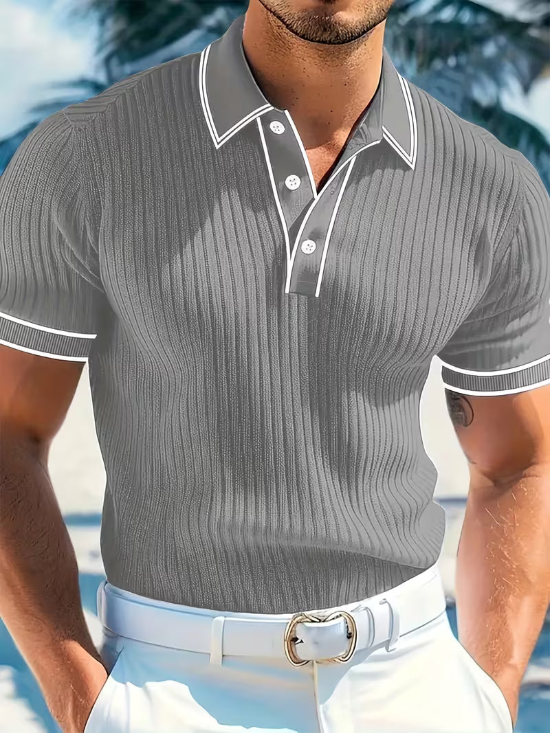 Polo Texturé Manches Courtes Homme