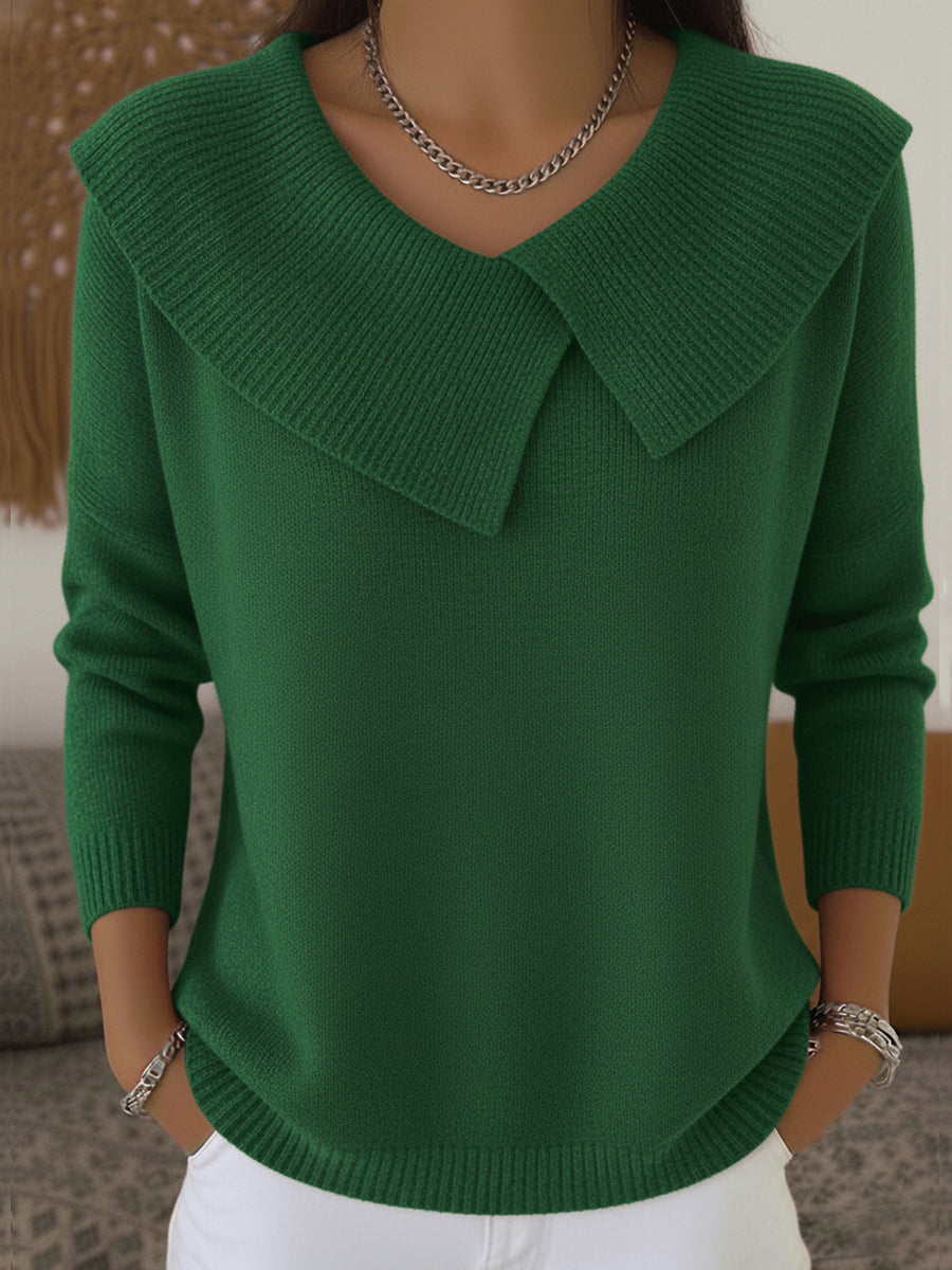 Pull à Col Large Côtelé Femme