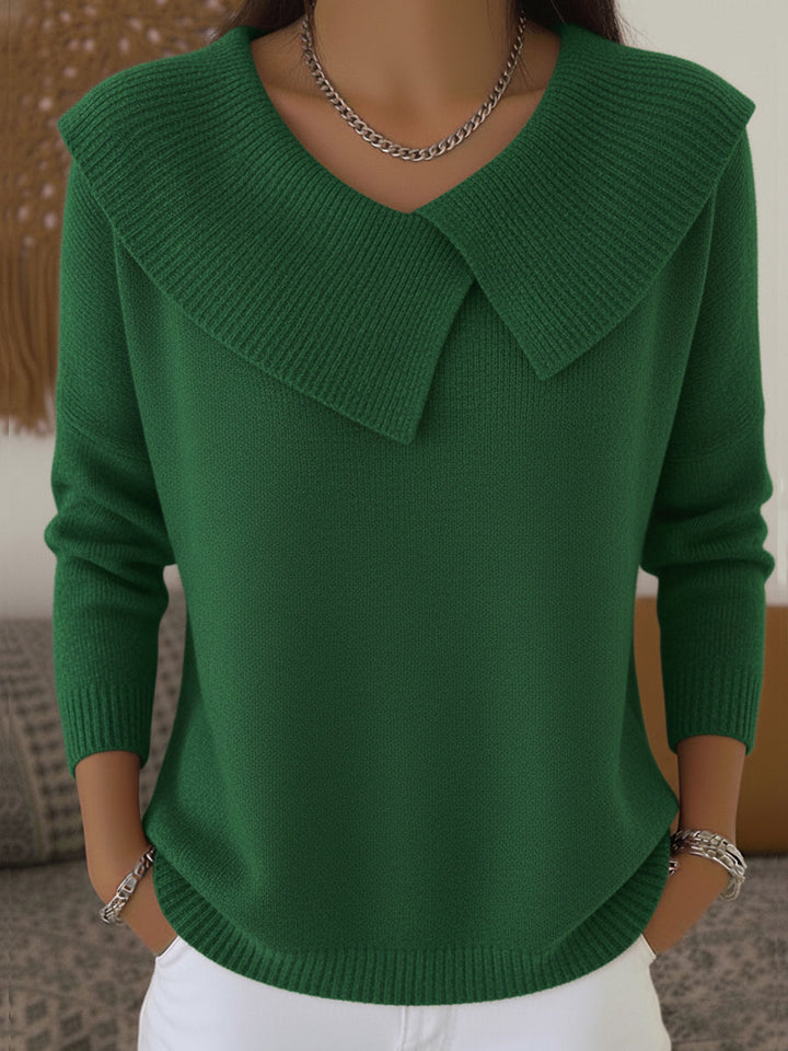 Pull à Col Large Côtelé Femme