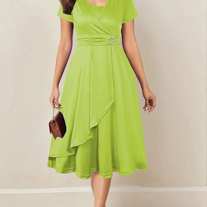 Robe Midi Cache-Cœur Ceinturée Femme