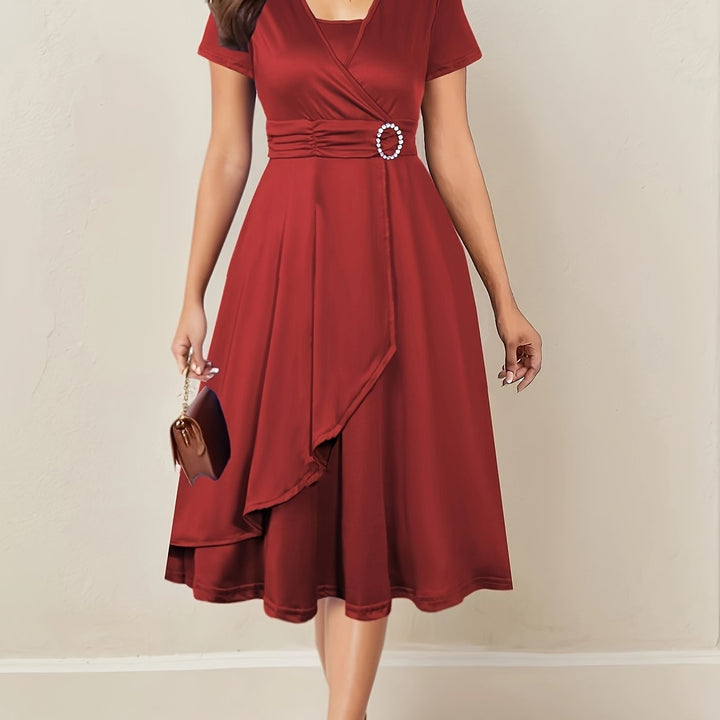 Robe Midi Cache-Cœur Ceinturée Femme