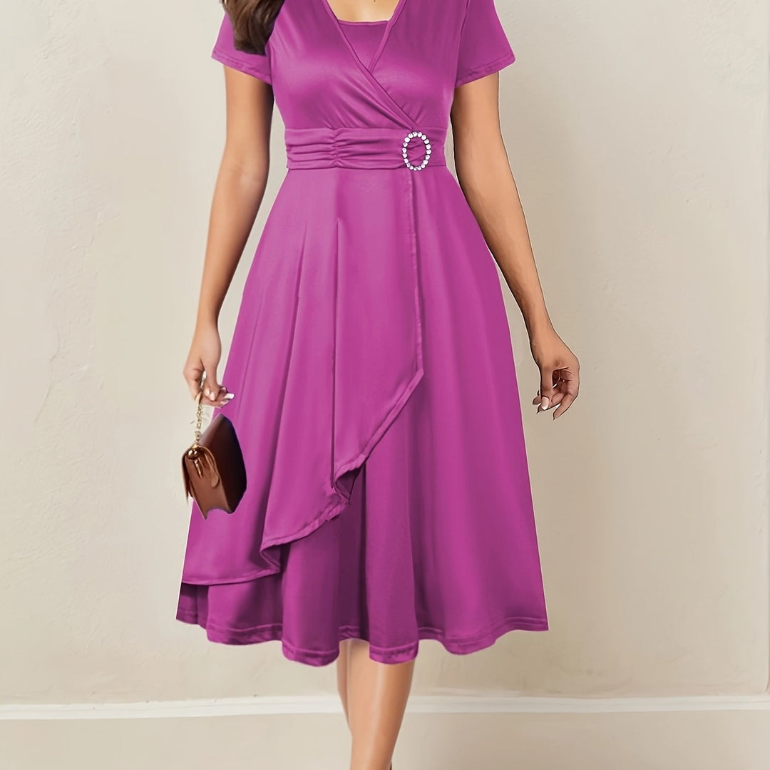 Robe Midi Cache-Cœur Ceinturée Femme
