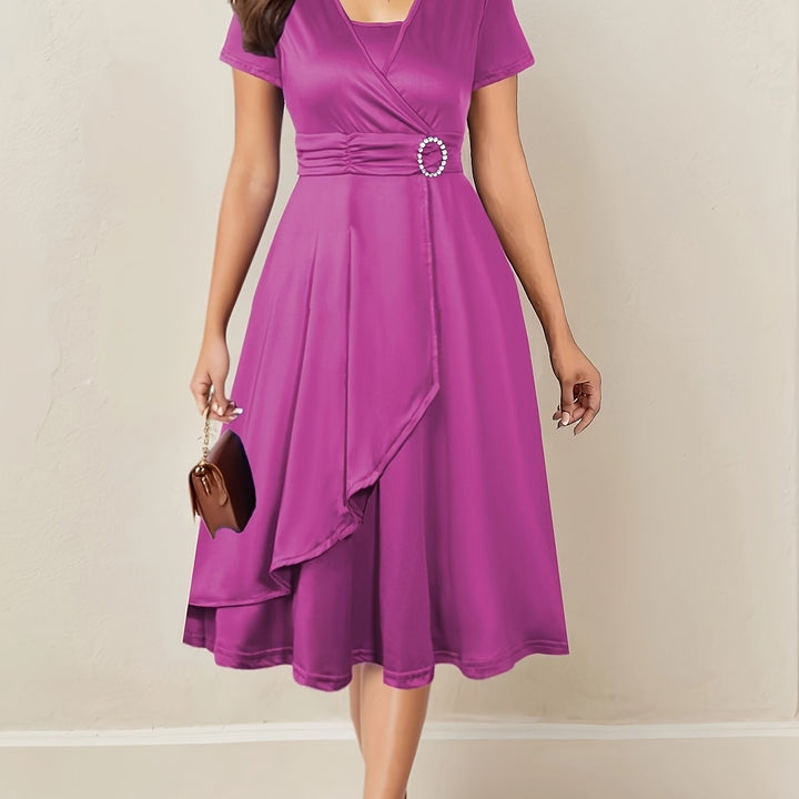 Robe Midi Cache-Cœur Ceinturée Femme