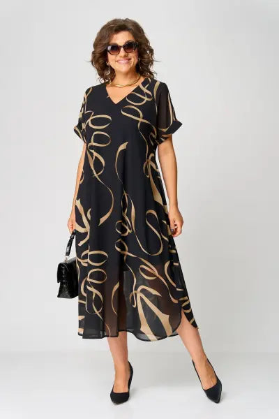 Robe Midi Imprimée Coupe Fluide Femme