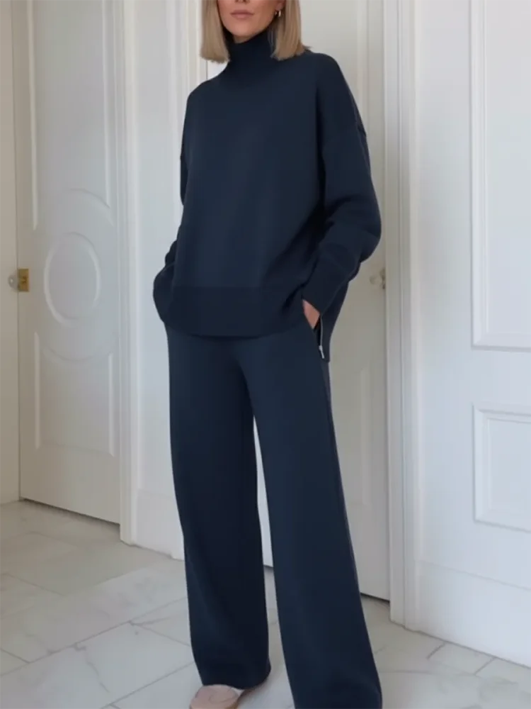 Ensemble Col Roulé Et Pantalon Large Femme