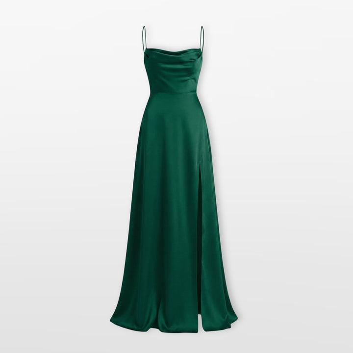 Robe Longue Élégante Fente Satin Femme