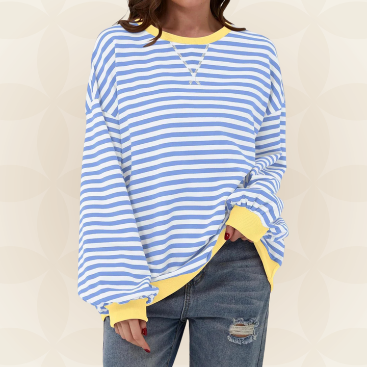 Pull Rayé Oversize à Manches Longues Femme