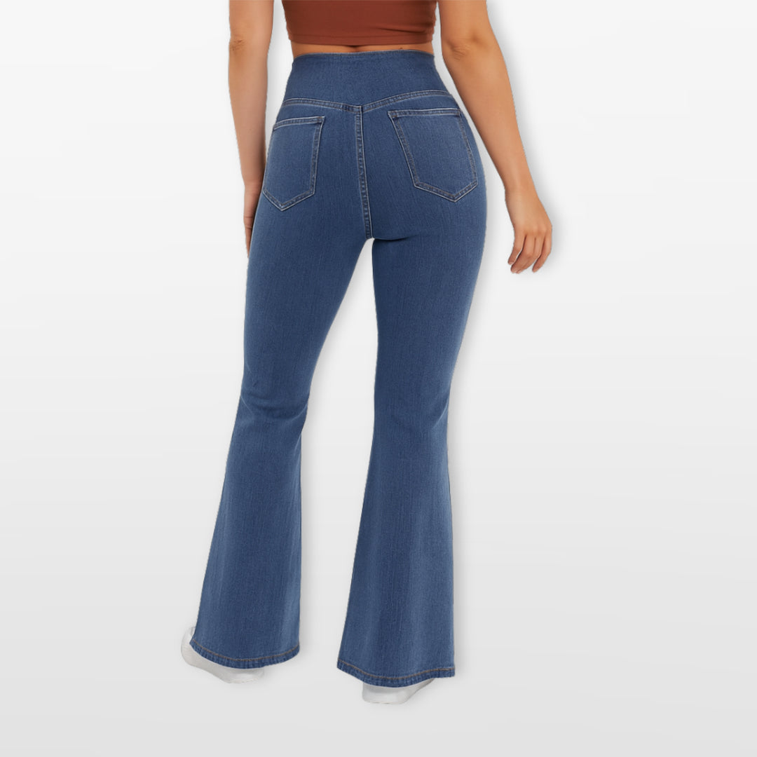 Pantalon Évasé Taille Haute Coupe Bootcut Femme