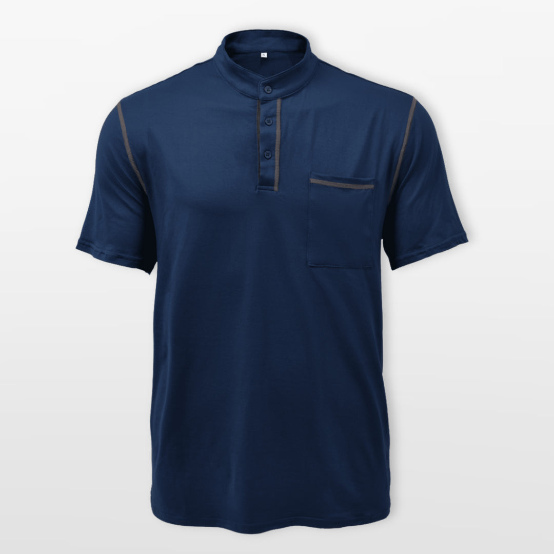 T-Shirt Henley Ajusté Manches Courtes Homme