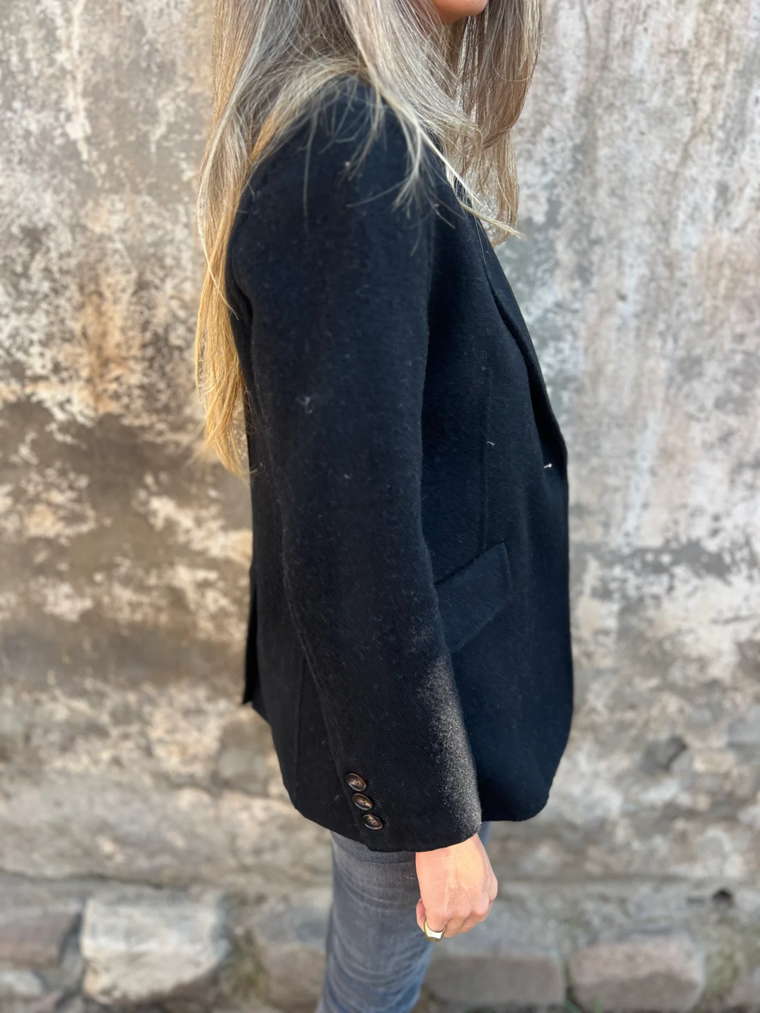Blazer Long à Revers Et Bouton Unique Femme