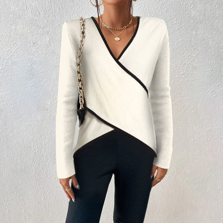 Pull Croisé Contrasté Femme