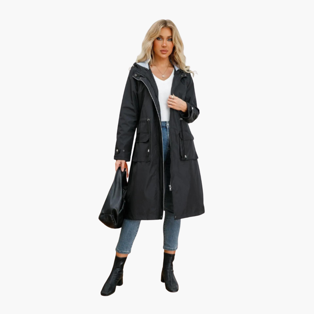 Veste Longue à Capuche Zippée Femme