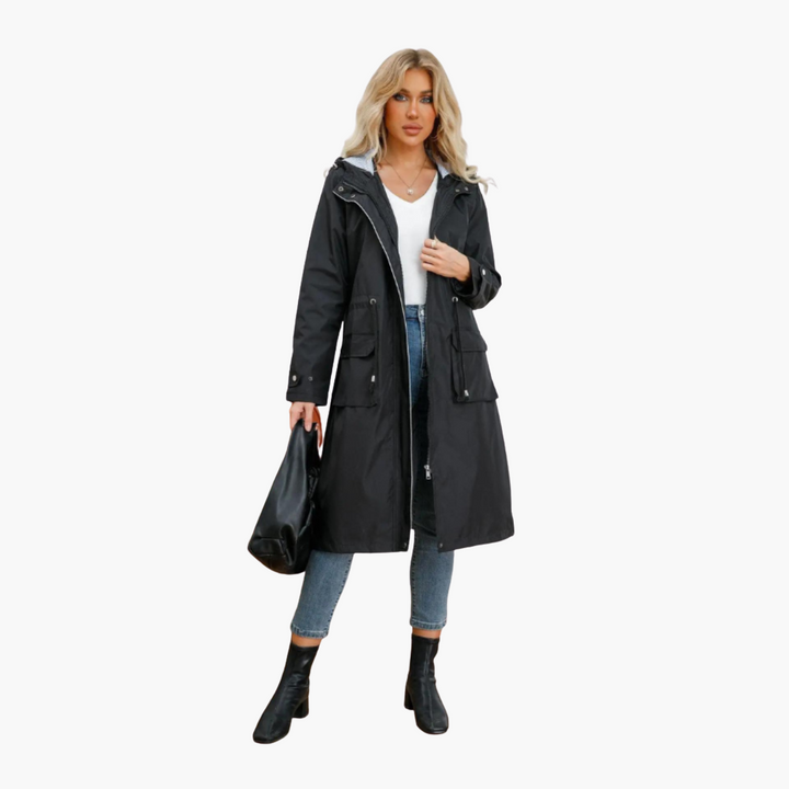 Veste Longue à Capuche Zippée Femme