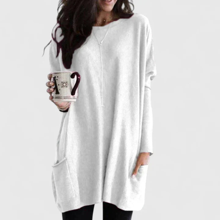 Robe à Col Zippé et Manches Longues Femme