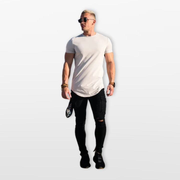 T Shirt Ajusté Casual Col Rond Homme