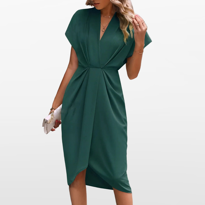 Robe Portefeuille Drapée Élégante Femme