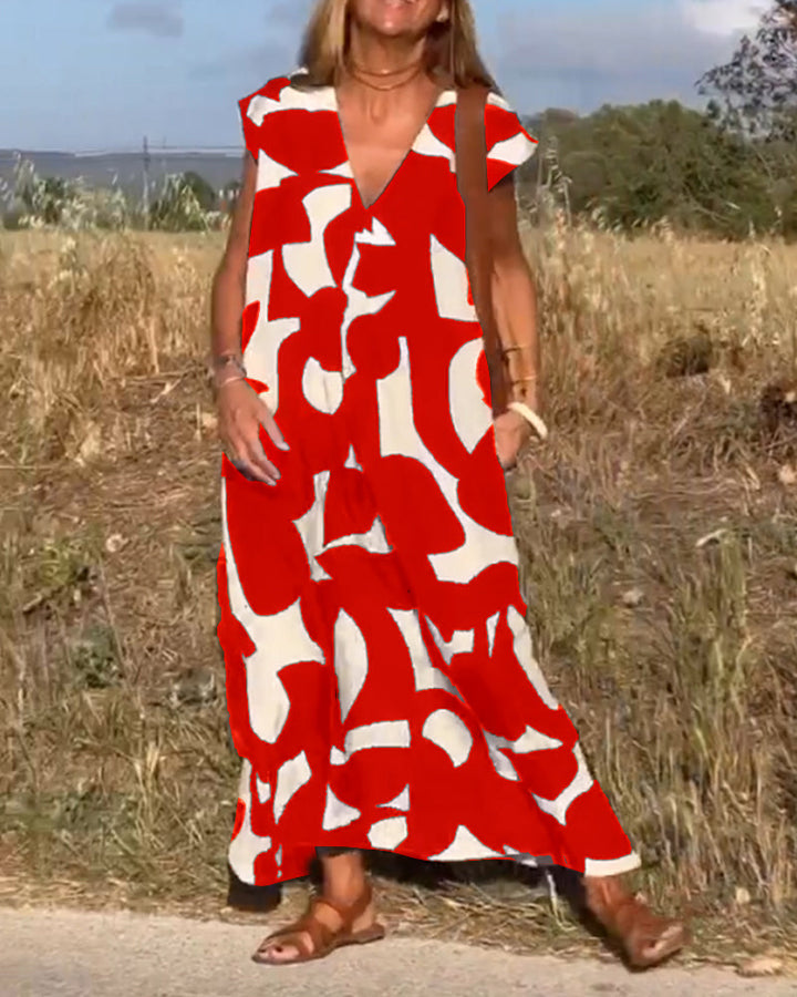 Robe Longue Imprimé Abstrait Femme