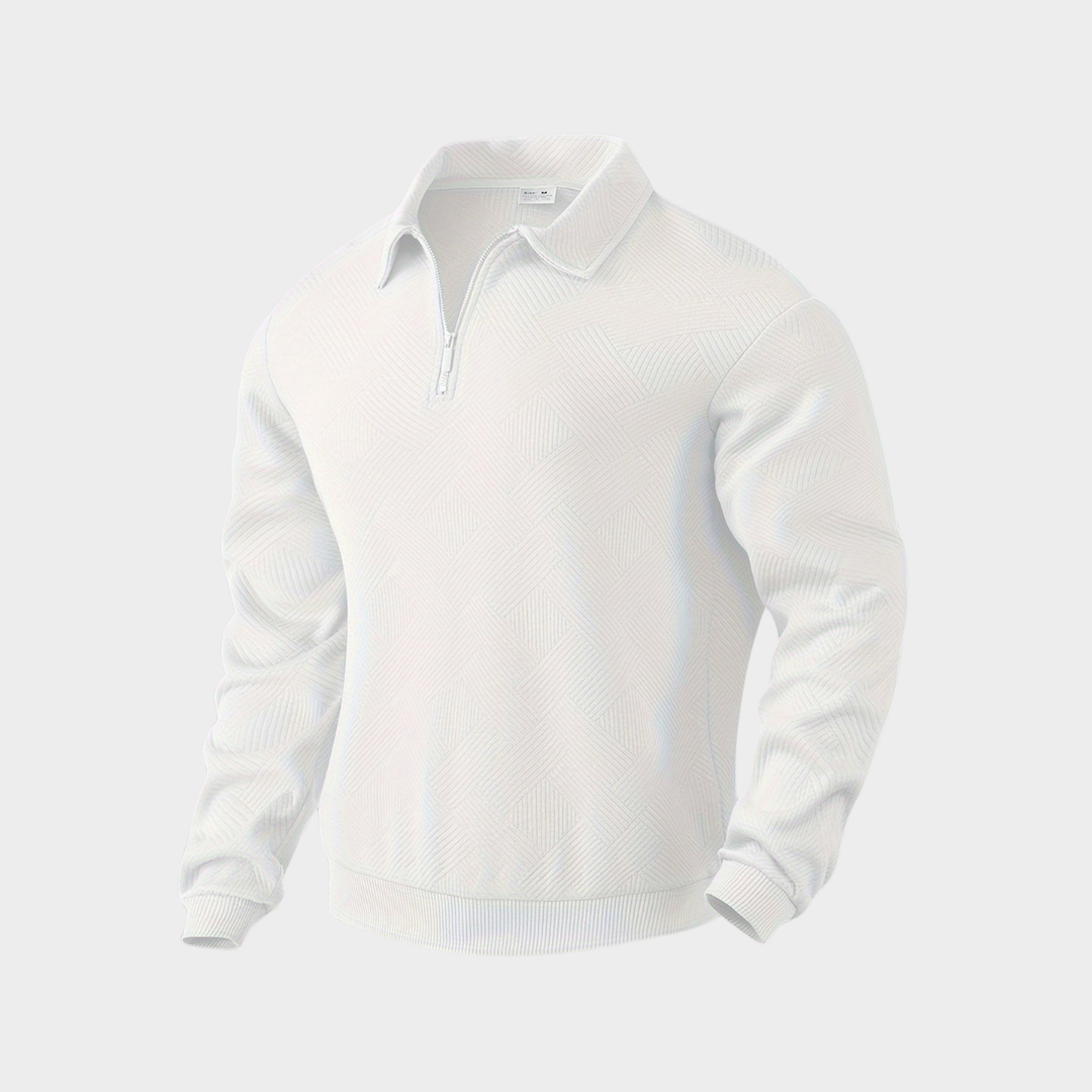 Pull Zippé à Col Polo Homme