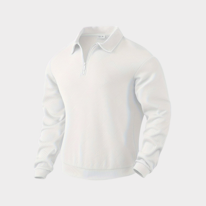 Pull Zippé à Col Polo Homme