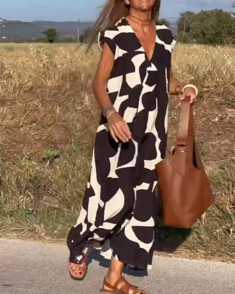 Robe Longue Imprimé Abstrait Femme