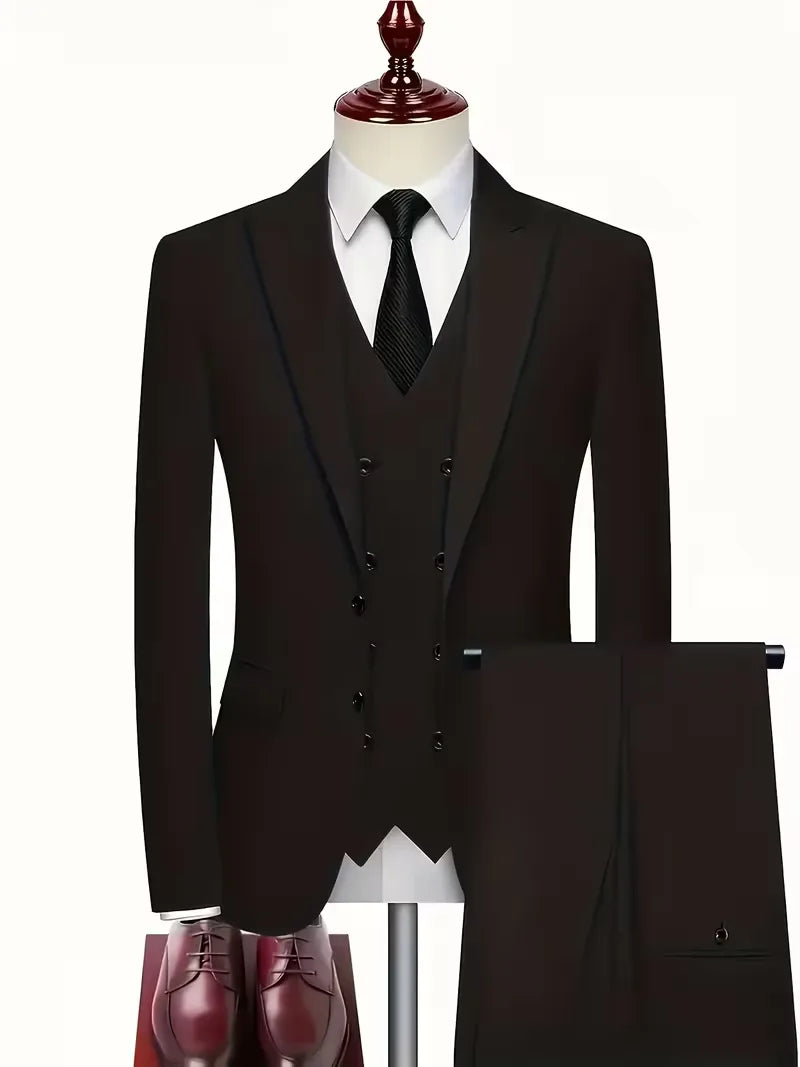 Costume Avec Gilet Croisé Et Revers Pointus Homme