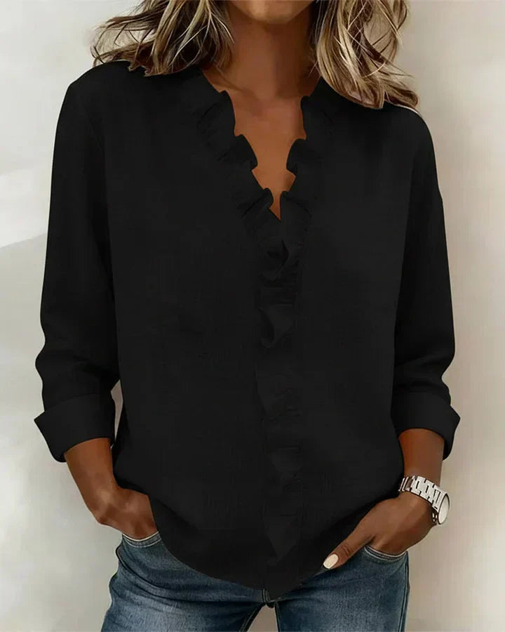 Blouse À Volants Manches Longues Femme