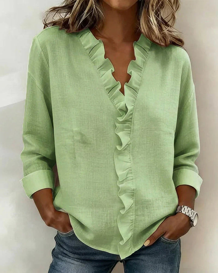 Blouse À Volants Manches Longues Femme