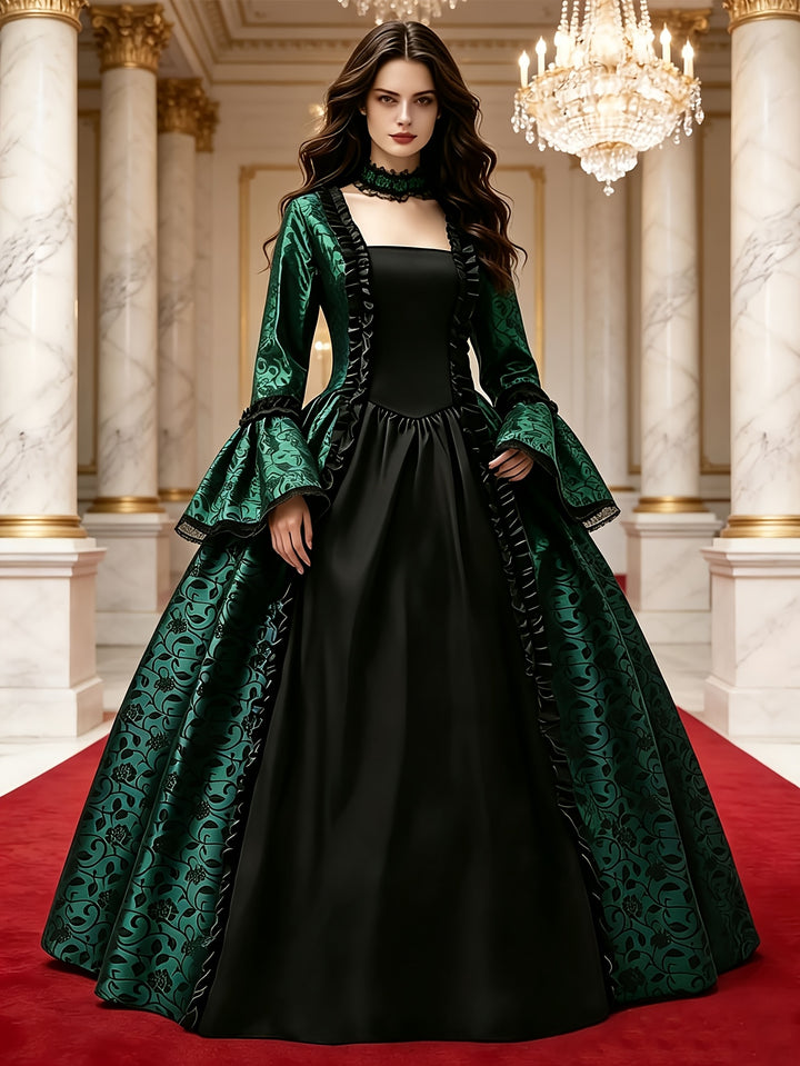 Robe Halloween Gothique à Manches Évasées Femme