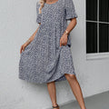Women's Short-Sleeve Floral Midi Dress