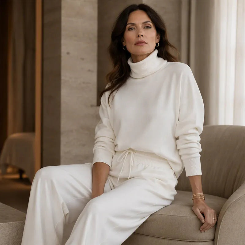 Ensemble 2 Pièces Col Roulé Et Pantalon Large Femme