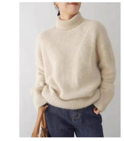Pull Col Roulé Coupe Ample Femme
