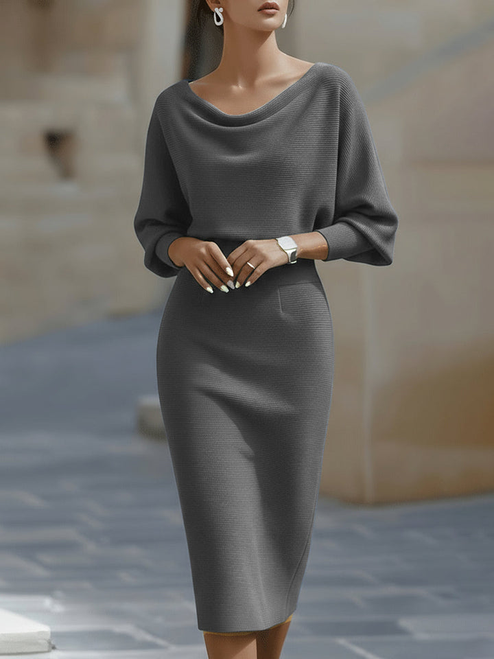 Robe Midi Drapée Ajustée Femme