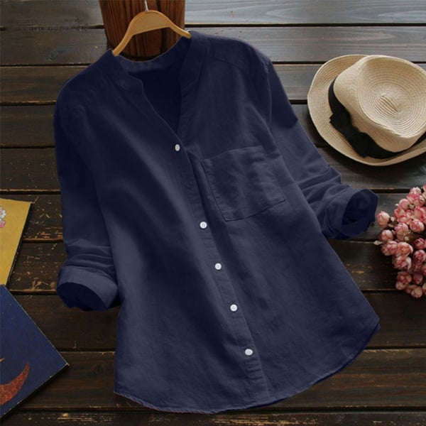 Chemisier Col Mao Casual Femme