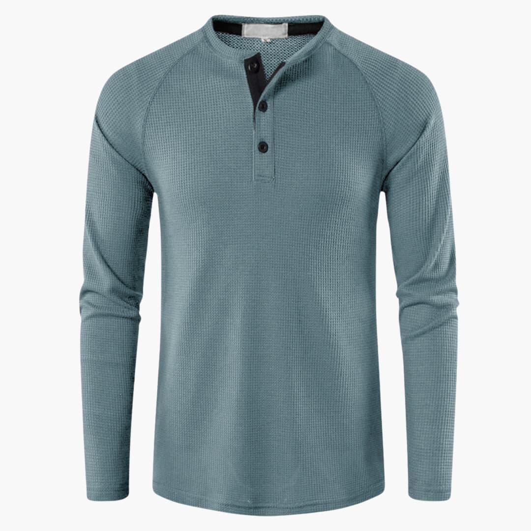 T-shirt Manches Longues Col Tunisien Homme
