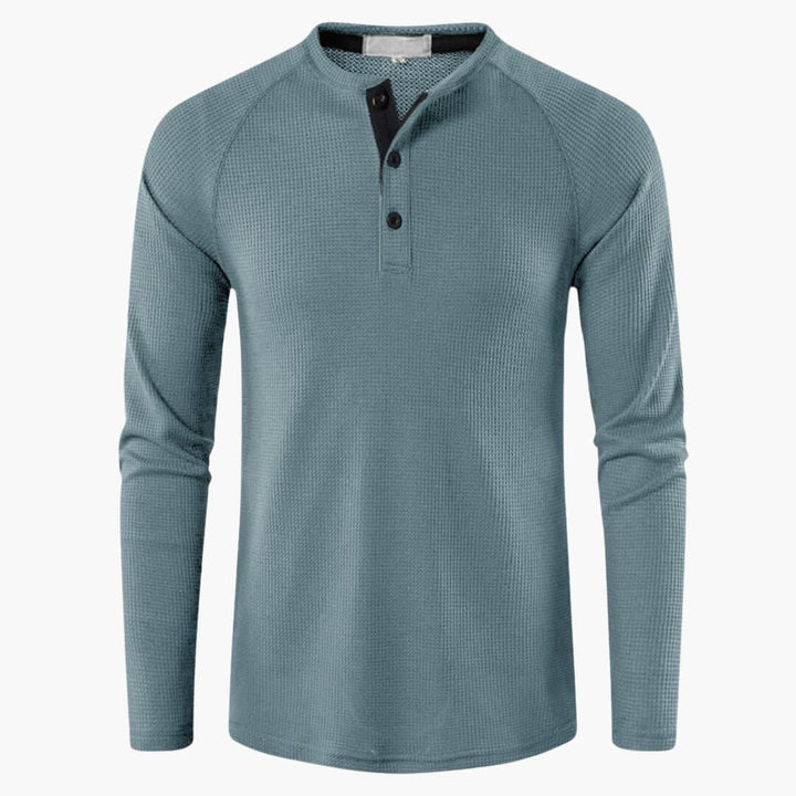 T-shirt Manches Longues Col Tunisien Homme
