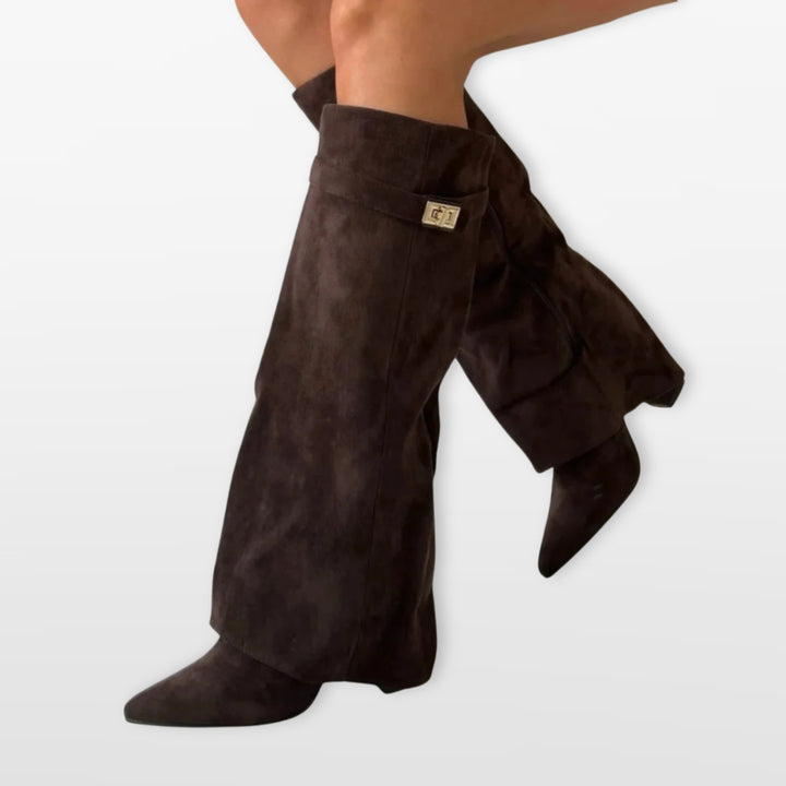 Bottes Hautes Bout Pointu Talon Bloc Femme