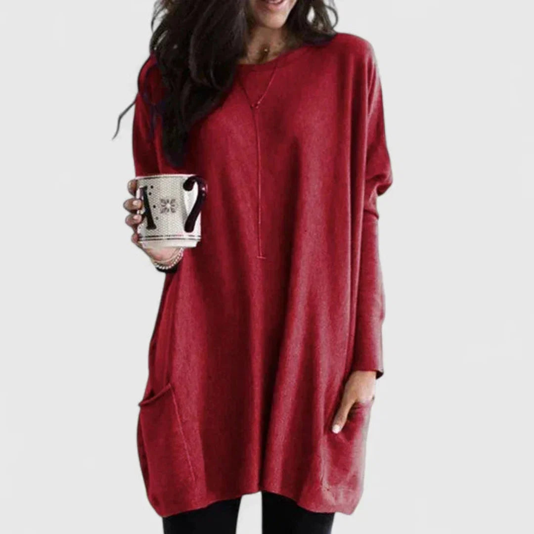 Robe à Col Zippé et Manches Longues Femme